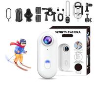 Genérico Varnock HD Action Camera, The Snap CAM, 1080p/4k Hands-Free Magnetic Camera, Mount Anywhere, for Cycling, Skiing, Diving, Pet Walking, Fishing (White-High Specs-1080P,128G)