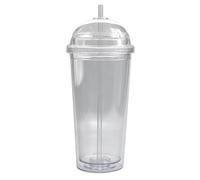 Genérico Vaso agua con pajita,Botella De Agua Transparente De Doble Pared Aislante 591 ml,vaso para café, bebidas frías | para café, té, bebidas, hogar, viaje, oficina y más