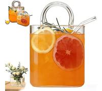Genérico Vaso con forma de bolso, jarrón de cristal con forma de bolso, vasos únicos con pajitas, bonitos vasos de cóctel para zumo, té helado, flores, decoración de bar en casa (1pcs)