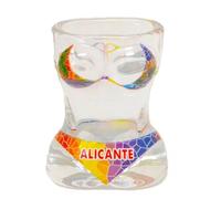 Genérico Vaso de Chupito Alicante con Diseño de Bikini Colorido Mosaico, Cristal Transparente, 30ml, 6cm x 5cm