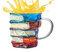 Genérico Vaso De Libro Pintado En Vidrio | Taza Libro De Vidrio Para Café - Decoración Divertida Vajilla Vintage Para Hogar, Para Bebidas Como Leche Té Zumo