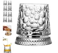 Genérico Vaso de whisky giratorio de 360 grados, vasos de cristal giratorios, con base en relieve única, función antiestrés, para cumpleaños, Día del Padre, eventos especiales de cata (E)