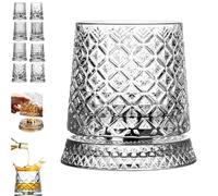 Genérico Vaso de whisky giratorio de 360 grados, vasos de cristal giratorios, con base en relieve única, función antiestrés, para cumpleaños, Día del Padre, eventos especiales de cata (C)