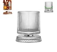 Genérico Vaso de whisky giratorio de 360 grados,Vasos de Cristal para Whisky 270ml con base giratoria,cristalería de cristal retro para Beber Agua,Brandy,Ron,Cócteles,Café y Jugo,hogar y bar，B-1
