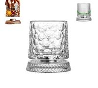Genérico Vaso de whisky giratorio de 360 grados,Vasos de Cristal para Whisky 270ml con base giratoria,cristalería de cristal retro para Beber Agua,Brandy,Ron,Cócteles,Café y Jugo,hogar y bar，A-1