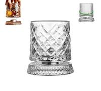 Genérico Vaso de whisky giratorio de 360 grados,Vasos de Cristal para Whisky 270ml con base giratoria,cristalería de cristal retro para Beber Agua,Brandy,Ron,Cócteles,Café y Jugo,hogar y bar，F-1