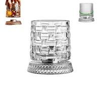 Genérico Vaso de whisky giratorio de 360 grados,Vasos de Cristal para Whisky 270ml con base giratoria,cristalería de cristal retro para Beber Agua,Brandy,Ron,Cócteles,Café y Jugo,hogar y bar，E-1
