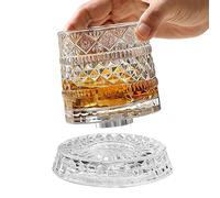 Generico Vaso giratorio para whisky - 10,5 x 9,3 cm - Copa de cóctel | Vaso de whisky elegante para baristas, coleccionistas, cumpleaños, día del padre, catas de hotel