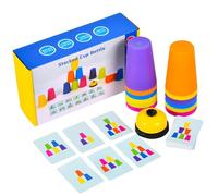 Genérico Vasos Apilables Rápidos, 12PCS Speed Stacking Cups Game, Set de Vasos Apilables Juguete con 1 Campana & 50 Cartas, Parent Child Interactive Stacking Cups Sport Games, para Niños Adultos