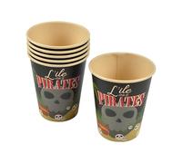 Genérico - Vasos de cartulina, 25 cl, 9 cm x 7,5 cm, juego de 6, color negro y rojo, decoración de cumpleaños pirata, para fiestas, Halloween, fiestas de cumpleaños, niños, niña o niño