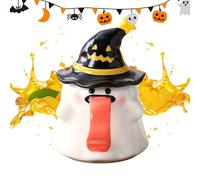 Generico Vasos de Halloween para niños, taza de té bonita con tapa - Taza de porcelana con forma fantasma 0,45 l con tapa para noches de películas, zumo, café caliente, leche en el salón