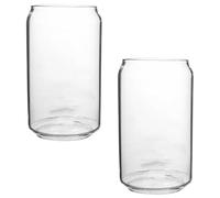 Genérico Vasos de Vidrio Resistentes al Calor 550 Ml Forma de Lata y Anilla, Pack de 2 Unidades Transparentes para Cerveza, Jugos y Bebidas Frías en Cocina y Comedor