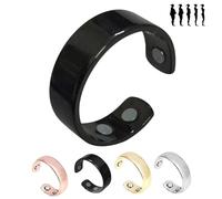Genérico Vayro Ring, Vayro Ring Unisex, Water-Resistant, Adjustable Open Stainless Steel Rings, 4 Strong Magnets (Black)