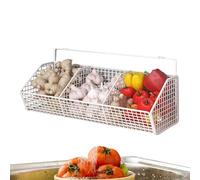 Genérico Vegetable Basket, 3compartment Potato Basket, Space Saving Organizer with 16x12 Inches Storage Bins, Wall Mounted Rack for Pantry Storage, Kitchen, Countertop, Cabinet Use, White Black