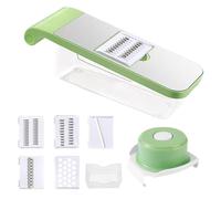 Genérico Vegetable Slicer Cutter, Multi Blade Chopper, Hand Guard Food Processor, Responsive Container Storage Grater, Carrot Onion Potato Fruit Cucumber Zucchini Kitchen Cooking Prep Tool