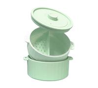 Genérico Vegetable Steamer Microwave, Nutrient-Rich Cooking Experience, 18.8x12.5cm, Microwave Cookware with Lid, Double-Layer Steamer, Heat-Resistant Handles, for Food Preparation Home Kitchen