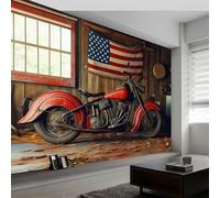 Genérico Vehículos Motocicletas Bandera Nacional Papel pintado impreso en 3D, 400 x 280 cm Pared Papel Pintado, Moderno Decoración de Paredes para salón Dormitorio Pasillo Comedor, Beige
