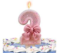 Genérico Vela con Número de Cumpleaños - 7,5 cm ABS+ Rosa, de Dígitos Brillantes, para Tarta de Celebración | Perfecto para momentos infantiles, decoración de reuniones, fiestas temáticas de