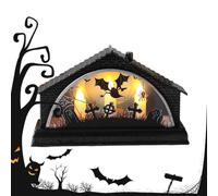 Generico Vela de Halloween LED sin llama en forma de casa Decoración | Decoración Halloween Habitación para fiestas al aire libre Propuesta Ducha Casa Baño Ventana Centro de mesa
