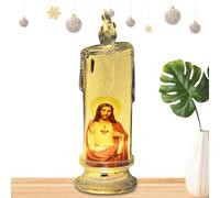 Genérico Vela de oración sin llama,Vela de oración devocional LED sin llama - de decoración religiosa de los Santos de Jesús - de devocional, velas religiosas LED, velas festivas pa