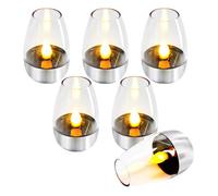 Genérico Velas De Té Solares | Vela Sin Llama Reutilizable | 6 Unidades Parpadeantes Reutilizables Impermeables con Energía Solar,Para Hogar Salón Restaurante Bar Camping Fiesta Día De San Valentín