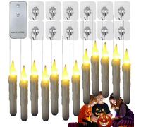 Genérico Velas Flotantes con Varita, 12 Halloween velas Floating Mágicas Candles, Luces LED a Pilas Velas sin llama que Eléctrica Parpadeantes Decoración de Halloween Navidad