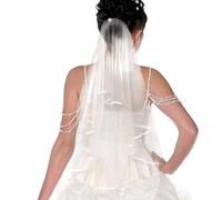 Genérico Velos de doble capa para novias - Velo de novia con peine para mujer,Ribbon Edge Center Cascade velo de novia, velo de para juegos de rol, fotografía