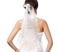 Genérico Velos de doble capa para novias | Velo de novia de boda con peine,Ribbon Edge Center Cascade velo de novia, velo de para juegos de rol, fotografía