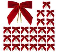 Generico Velvet Bows Ornaments - 8,89 x 8,89 cm 24 Pieces Vintage Velvet Ribbons, Decorative Christmas Bows, Wrapping Crafts for Garlands Gift | Parties Candy Bags Front Door Garden Yards Accessories