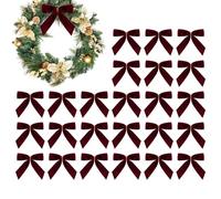 Genérico Velvet Christmas Bows - 24 Pieces Vintage, Vintage Christmas Bows for Wreaths for Garlands Crafts Weddings Parties Candy Bags Front Door Garden, 3.54x3.54 Inches