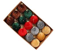 Genérico Velvet Ornaments for Christmas Tree - 15PCS Flocked Pom-Pom Balls, 8cm Rustic Velvet Christmas Ornament Set | Decor for Farmhouse Bedroom Bathroom Hallway School Office Winter Parties