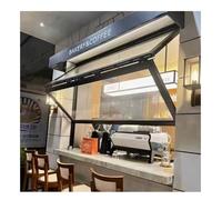 Genérico Ventana de concesión para Carrito de Comida con Puerta de toldo, Ventana corrediza de aleación de Aluminio, Ventana de concesión Plegable para Tienda, Marco de Aluminio con Vidrio Templado,
