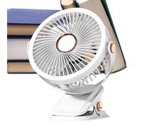 Genérico Ventilador Con Clip | Ventilador De Mesa Para Dormitorio,Sin Cable Recargable USB-C con Luz Nocturna para Coche Camping Playa Dormitorio Taller Cocina Escuela Oficina