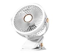 Genérico Ventilador de Clip,Ventilador Pequeño Con Sujeción - Sin Cable Recargable USB-C con Luz Nocturna para Coche Camping Playa Dormitorio Taller Cocina Escuela Oficina