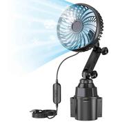Genérico Ventilador de Coche | Ventilador giratorio monocabezal para portavasos,Enfriamiento giratorio de vehículo,para Acampar, Conducir, Viajes por Carretera, Camión,