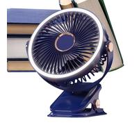 Genérico Ventilador De Escritorio Con Pinza | Ventilador De Mesa Para Dormitorio - Sin Cable Recargable USB-C con Luz Nocturna para Coche Camping Playa Dormitorio Taller Cocina Escuela Oficina