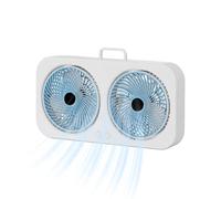 Generico Ventilador de escritorio - Dispositivo de refrigeración de doble cabeza - Ventilador USB recargable colgante silencioso para camping, viaje, playa, tienda de campaña, gimnasio