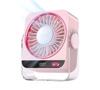 Generico Ventilador de escritorio USB - 14,3 × 5,7 × 16,9 cm Rechargeable Portable Desk Fan With 5 Adjustable Speeds Digital Display, Wall Mounted Semiconductor Cooling Fans For Home Office Bedroom