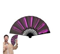 Genérico Ventilador de mano plegable iluminado LED | Manual recargable para bodas, discotecas y festivales | Accesorio llamativo para la danza, el teatro y la comodidad de verano