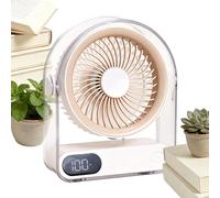 Genérico Ventilador de Mesa Pequeño | Velocidades USB Recargable con Pantalla Digital | Ventilador de Sobremesa Pequeño y Silencioso | para Mesita de Noche, Salón, Cocina, Hogar, Oficina, Estudio,