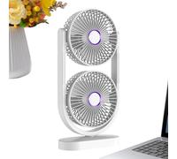 Genérico Ventilador de sobremesa - Doble cabezal silencioso recargable verano | Ventilador portátil a batería | para Hogar, Dormitorio, Cocina, Viajes, Camping, Playa,
