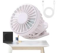 Genérico Ventilador de Sujeción,Ventilador con Pinza - Personal Pequeño Recargable con 3 Velocidades para Coche Camping Viajes Cuna Cocina Correa para Mascotas