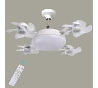Genérico Ventilador de Techo con Luz y Control Remoto, Temperatura de Color Ajustable, 3 Velocidades, Diseño Minimalista y Fácil Instalación en Portalámparas para Dormitorio/Salón (4 Cabeza)