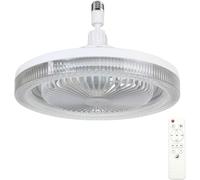 Genérico Ventilador de techo con luz y mando a distancia, LED ventilador silencioso, casquillo E27 ventilador regulable techo con lámpara integrada de 30 W, 5 aspas, 3 velocidades, Timing