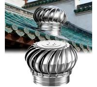 Genérico Ventilador de Techo Tipo turbina de 110 mm/4,3 Pulgadas, Acero Inoxidable 304, Industrial, Color Plata, con extracción accionada por Viento, rotación automática por Flujo de Aire/Viento. Sin