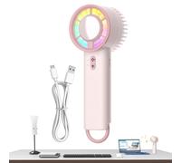 Generico Ventilador eléctrico portátil - Ventiladores portátiles manuales para viaje, ventilador personal 3 velocidades con luz para casa, playa, camping, viaje, habitación, coche, escritorio