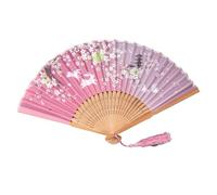 Genérico Ventilador plegable de mano - Accesorio de seda de bambú de 21 cm, herramienta de enfriamiento con estampado floral | Elegante diseño de para decoración de de boda, exhibición de pared, d