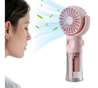 Genérico Ventilador Portátil | Ventilador Manual Recargable con Pulverizador de Agua,Enfriador con 4 Velocidades Recargable USB para Caminar Viajar Playa