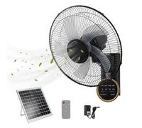 Genérico Ventilador Solar de Pared 40 cm con Mando a Distancia y Batería Recargable, Ventilador Exterior Silencioso y Potente, Oscilante 90°, 3 Velocidades, para Terraza, Camping, Garaje y Hogar