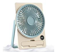 Generico Ventiladores pequeños de mesa, ventilador de refrigeración recargable de escritorio, diseño fino, amplia difusión de seis velocidades, pantalla LCD para climas cálidos, casa, oficina